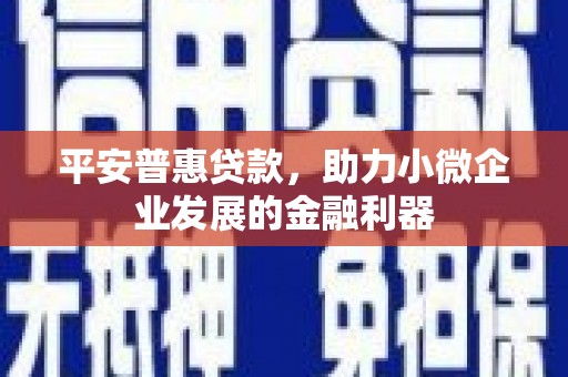 洮南平安普惠贷款，助力小微企业发展的金融利器